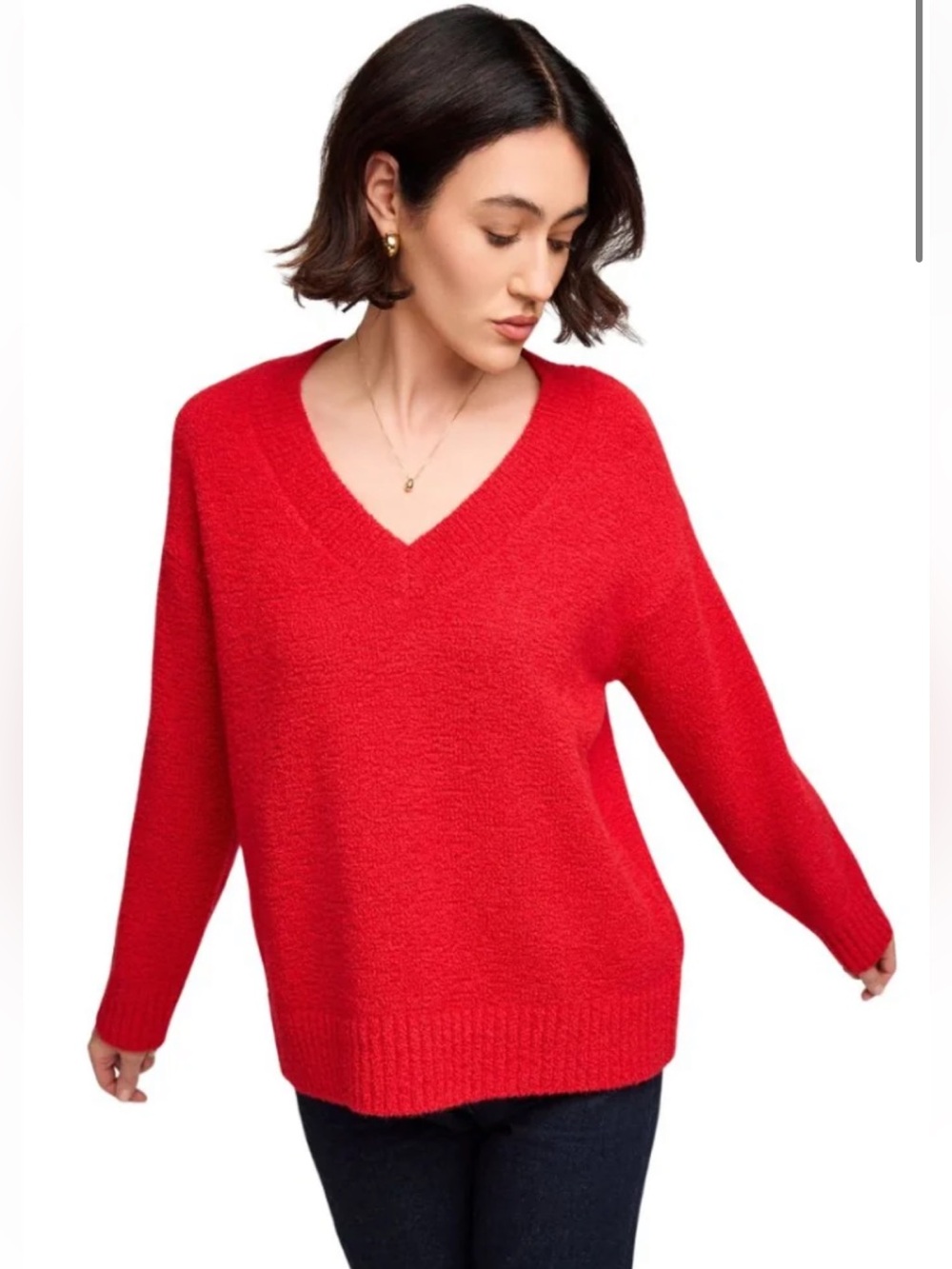 Gentle Fawn Tilda Red V-Neck Women's Sweater